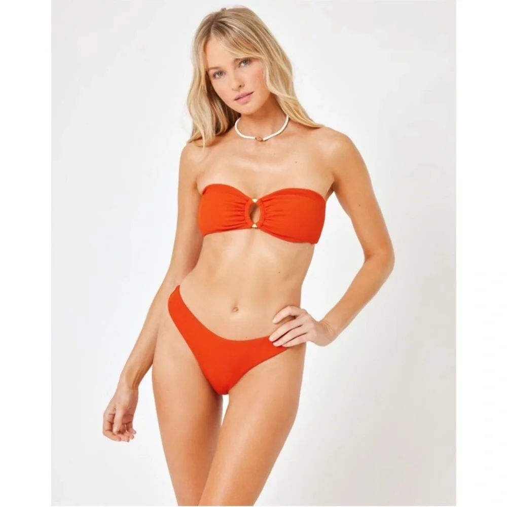 L*SPACE Jasper Top & Rocky Classic Bottoms Bikini Set Pimento Orange Red LARGE - Picture 10 of 12